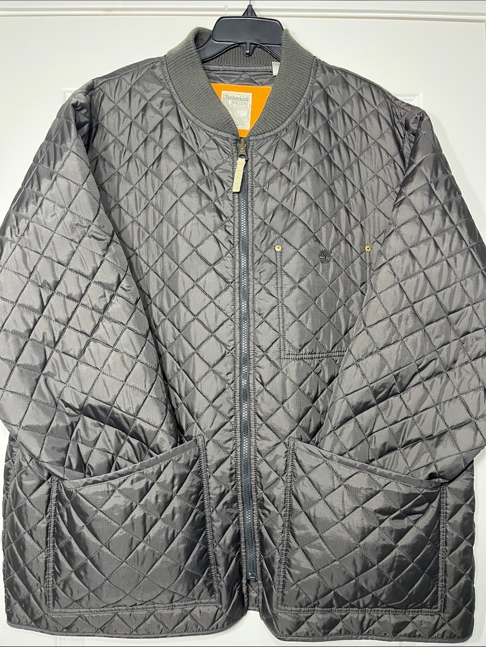 Timberland Quilted Jacket 3XL Gray Full Zip Workwear Utility Oversized Coat